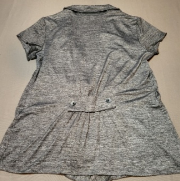 Bali Grey Ruffled Short Sleeved Open Blazer Blouse 🌿 Size Medium - Picture 2 of 6